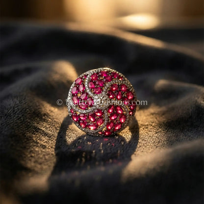 Ruby Swirl Luxe Statement Ring