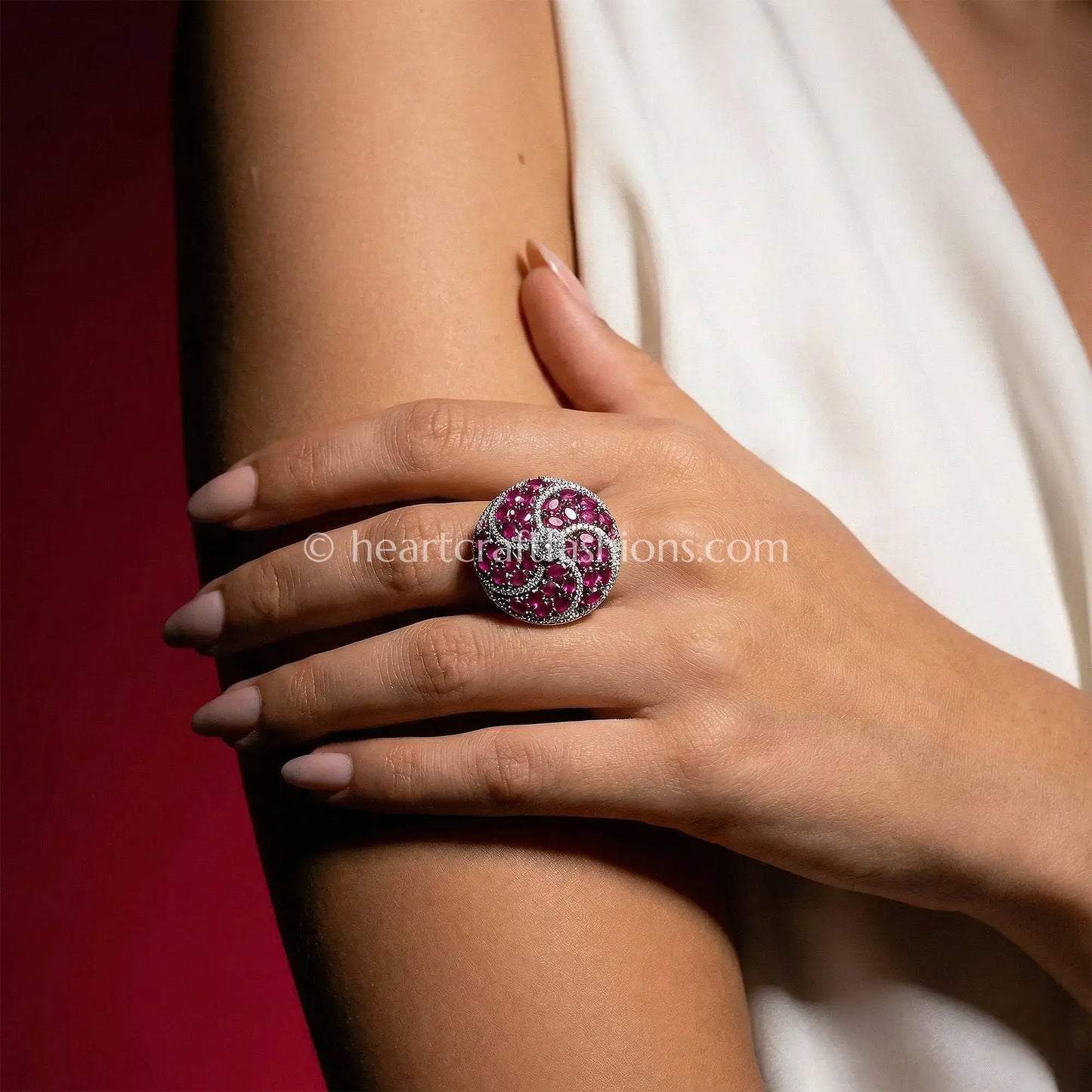 Ruby Swirl Luxe Statement Ring