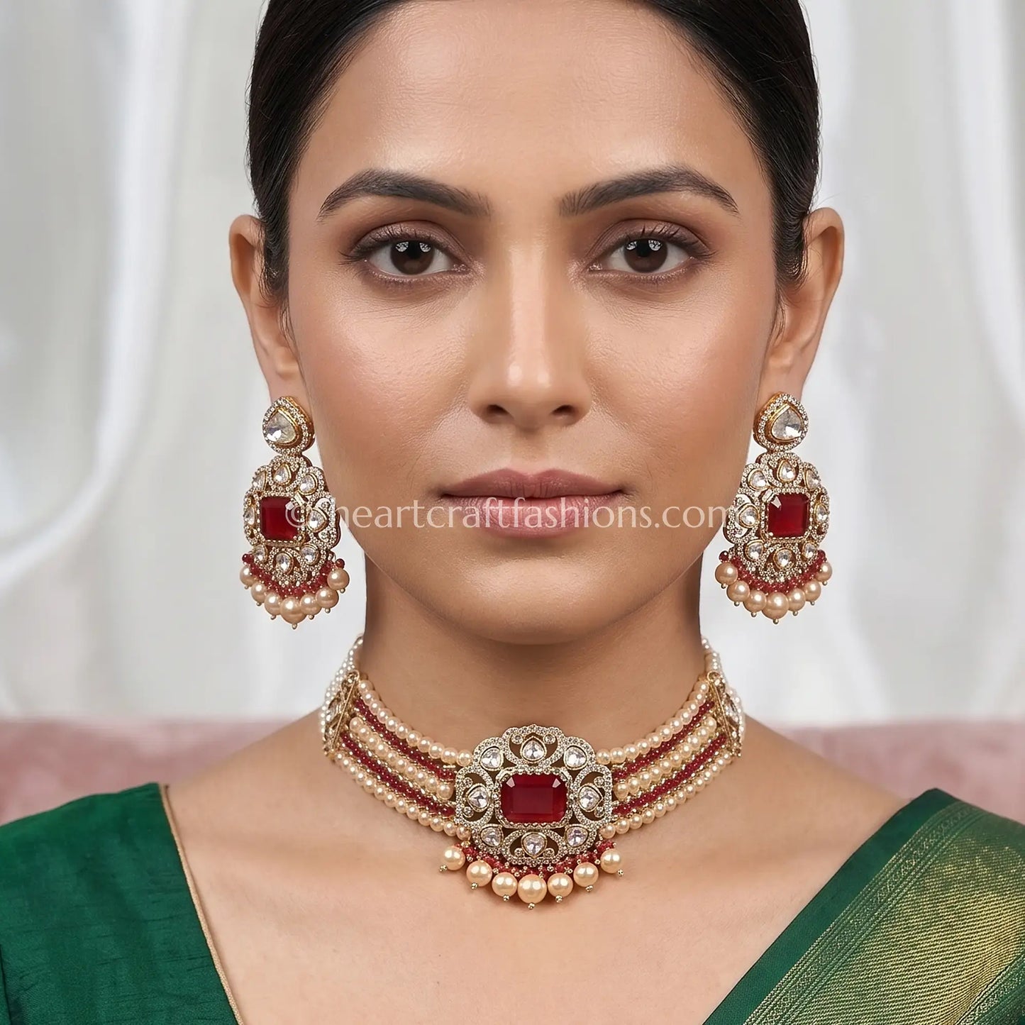 Ruby Doublet Sunehri Kundan Choker Set