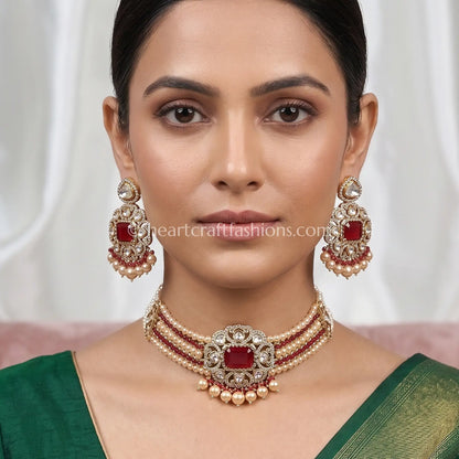 Ruby Doublet Sunehri Kundan Choker Set