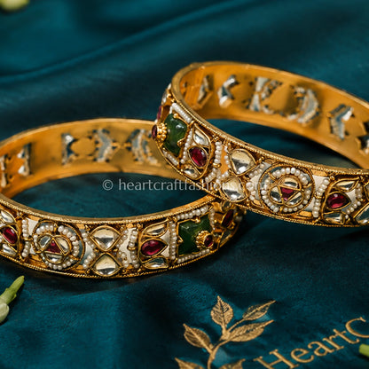 Ruby Emerald Heritage Kundan Bangles