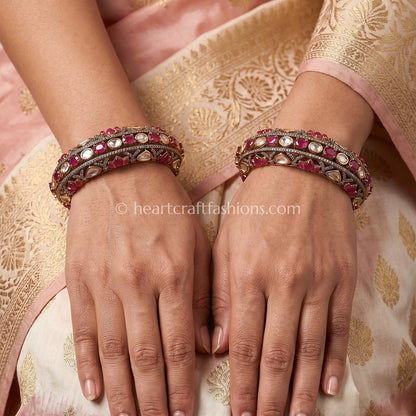 Ruby Royal Sunehri Kundan Sleek Bangles