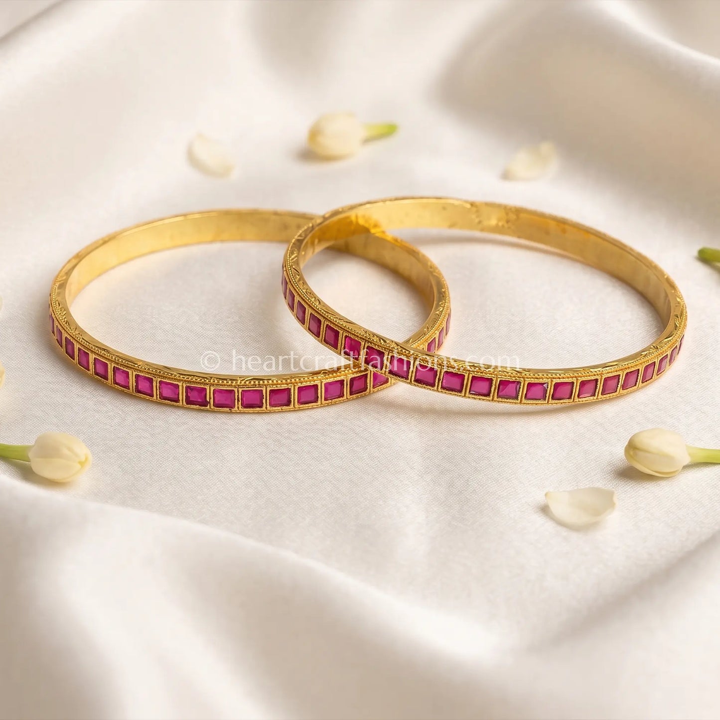 Ruby Square Pachi Kundan Sleek Bangles