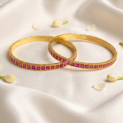 Ruby Square Pachi Kundan Sleek Bangles