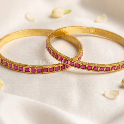 Ruby Square Pachi Kundan Sleek Bangles