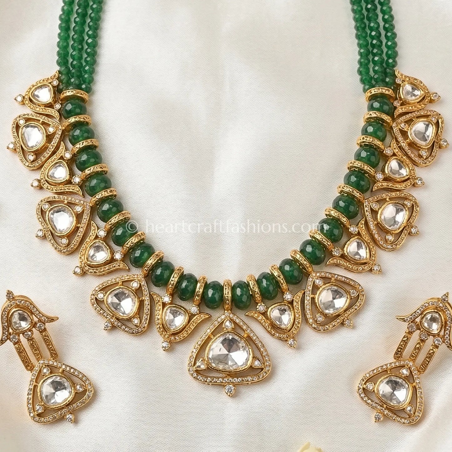 Sunehri Kundan Green Watermelon Stone Royal Choker Set
