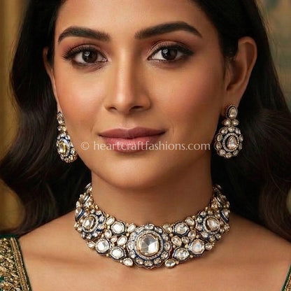 Sunehri Kundan Neel Royal Choker Set