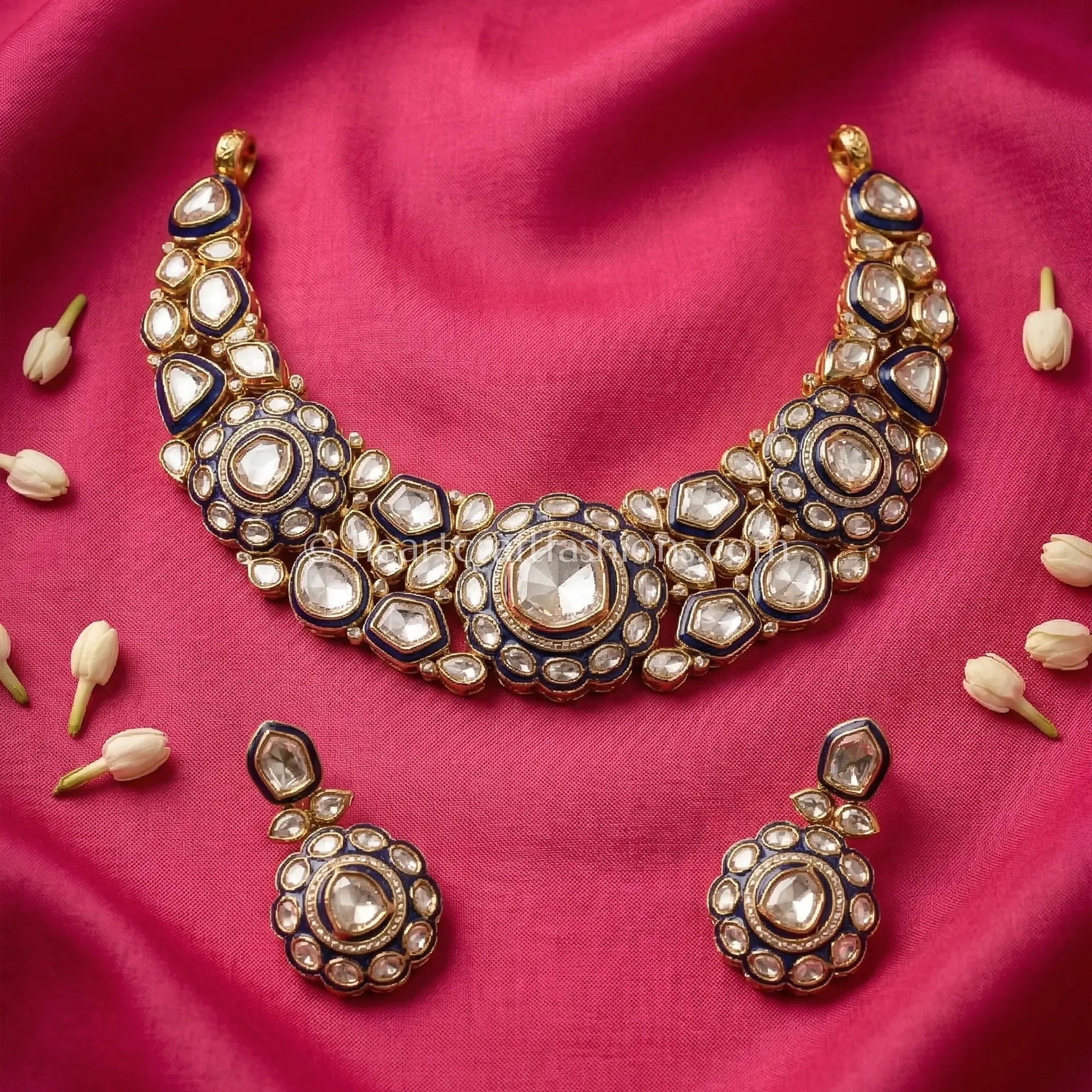 Sunehri Kundan Neel Royal Choker Set