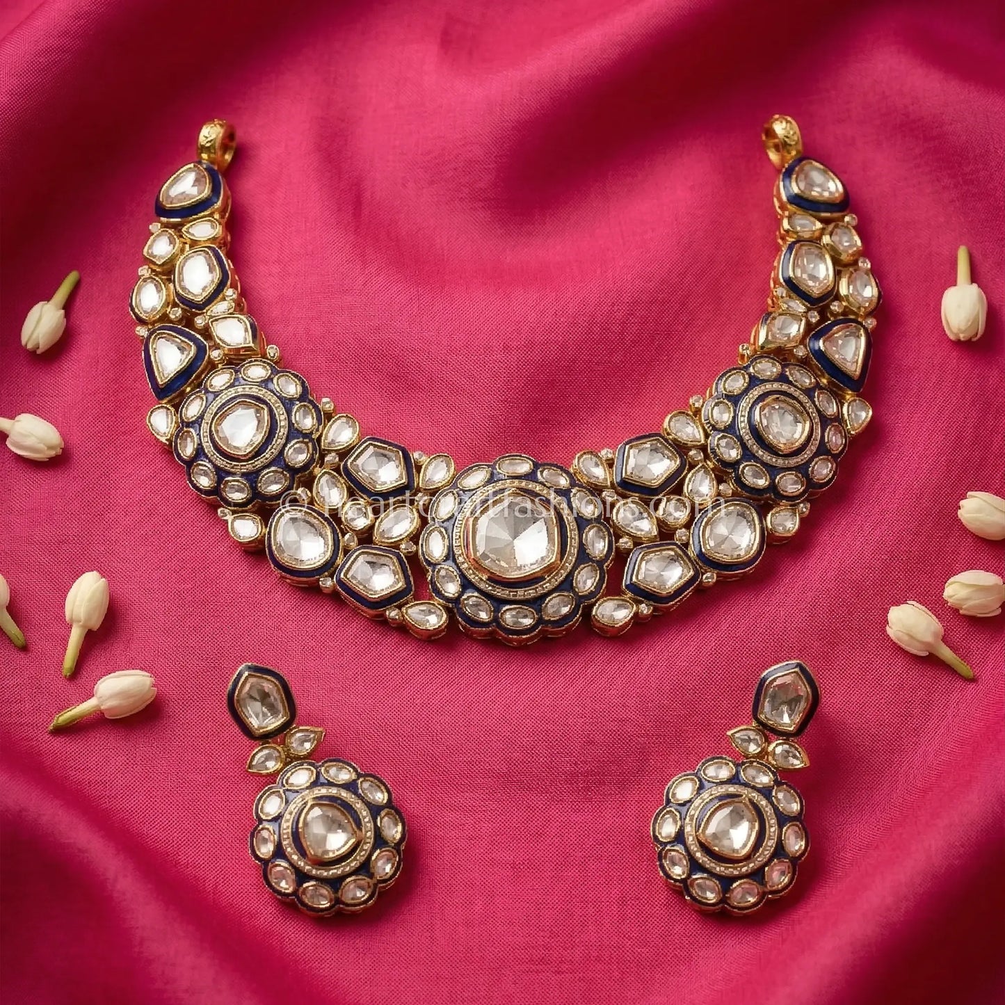 Sunehri Kundan Neel Royal Choker Set