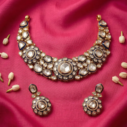 Sunehri Kundan Neel Royal Choker Set