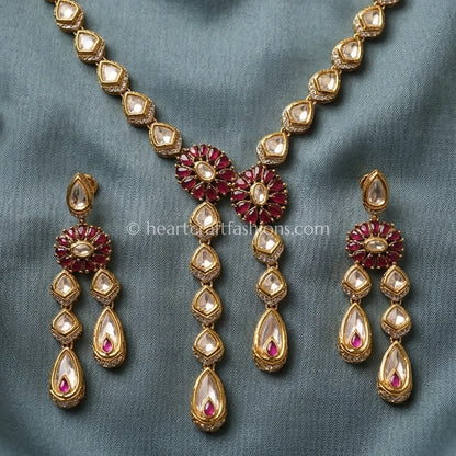 Sunehri Kundan Ruby Bloom Long Set