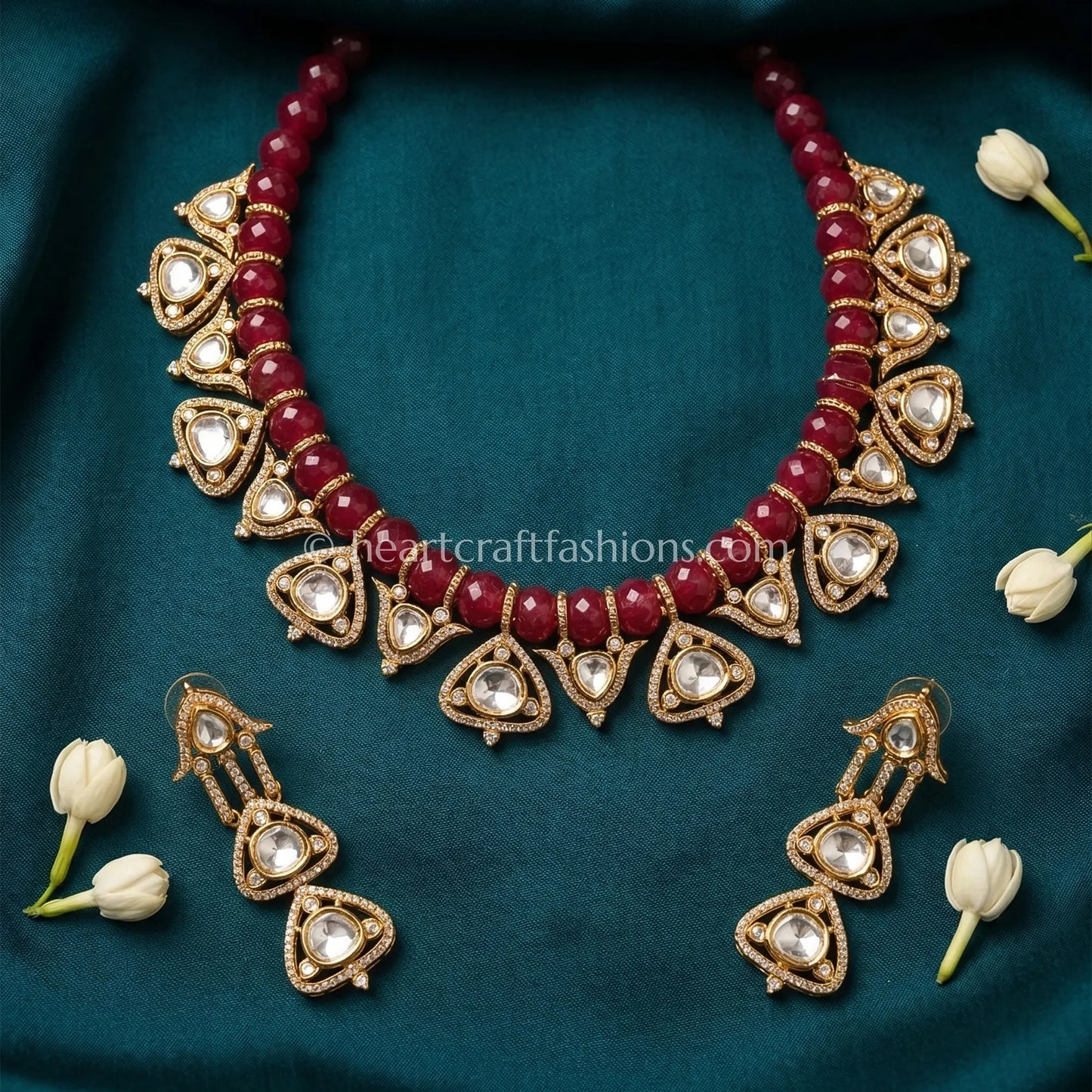 Sunehri Kundan Ruby Watermelon Stone Royal Choker Set