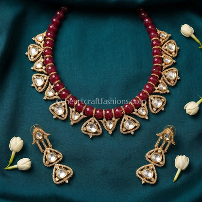 Sunehri Kundan Ruby Watermelon Stone Royal Choker Set