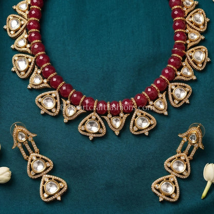Sunehri Kundan Ruby Watermelon Stone Royal Choker Set