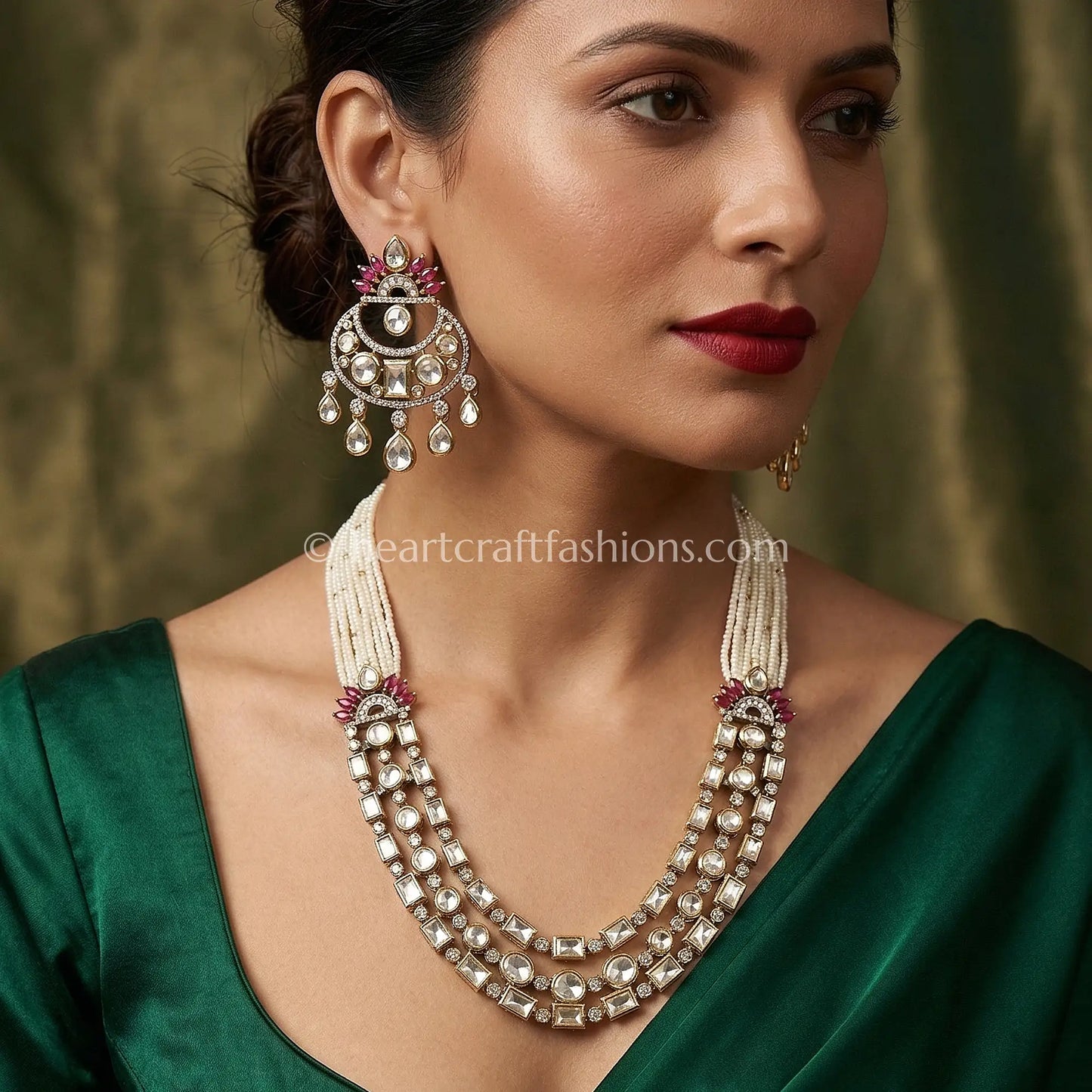 Sunehri Kundan Shaahi Pearl Layered Haar