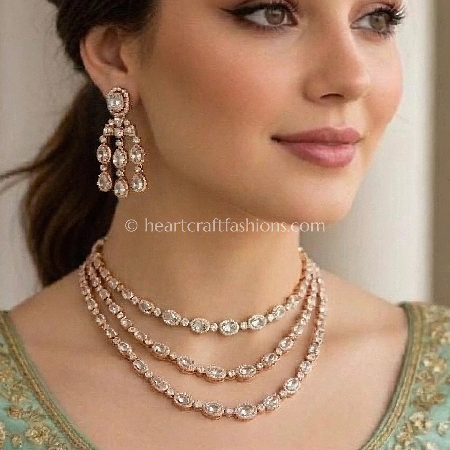 Sunehri Kundan Triple Layer Elegance Set
