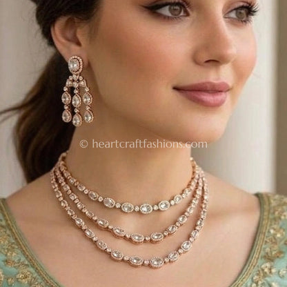 Sunehri Kundan Triple Layer Elegance Set