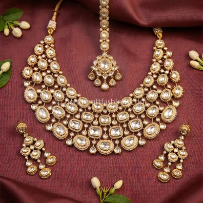 Sunehri Kundan White Blue Luxe Statement Choker