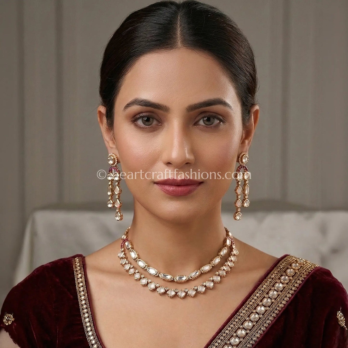 Sunehri Kundan, MOP & Ruby Accent Dual Layer Choker