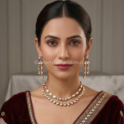 Sunehri Kundan, MOP & Ruby Accent Dual Layer Choker