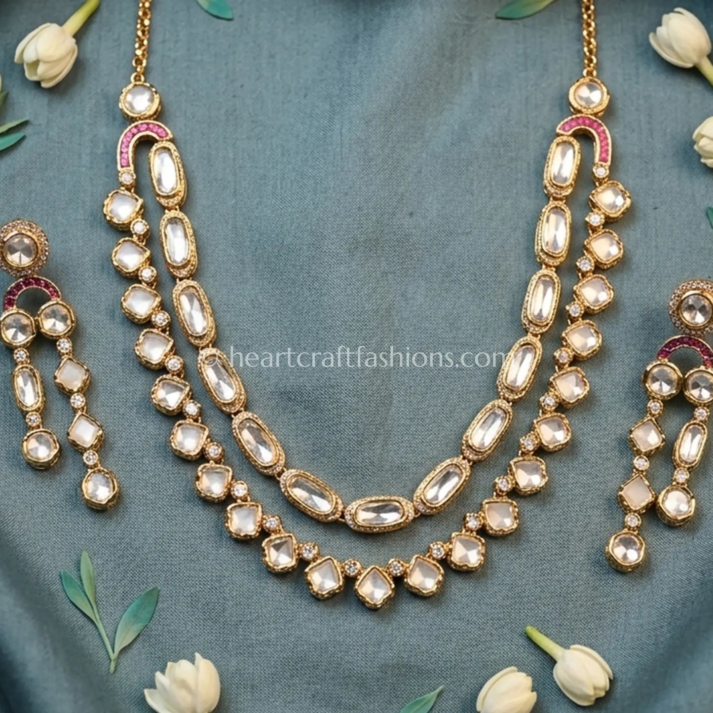 Sunehri Kundan, MOP & Ruby Accent Dual Layer Choker