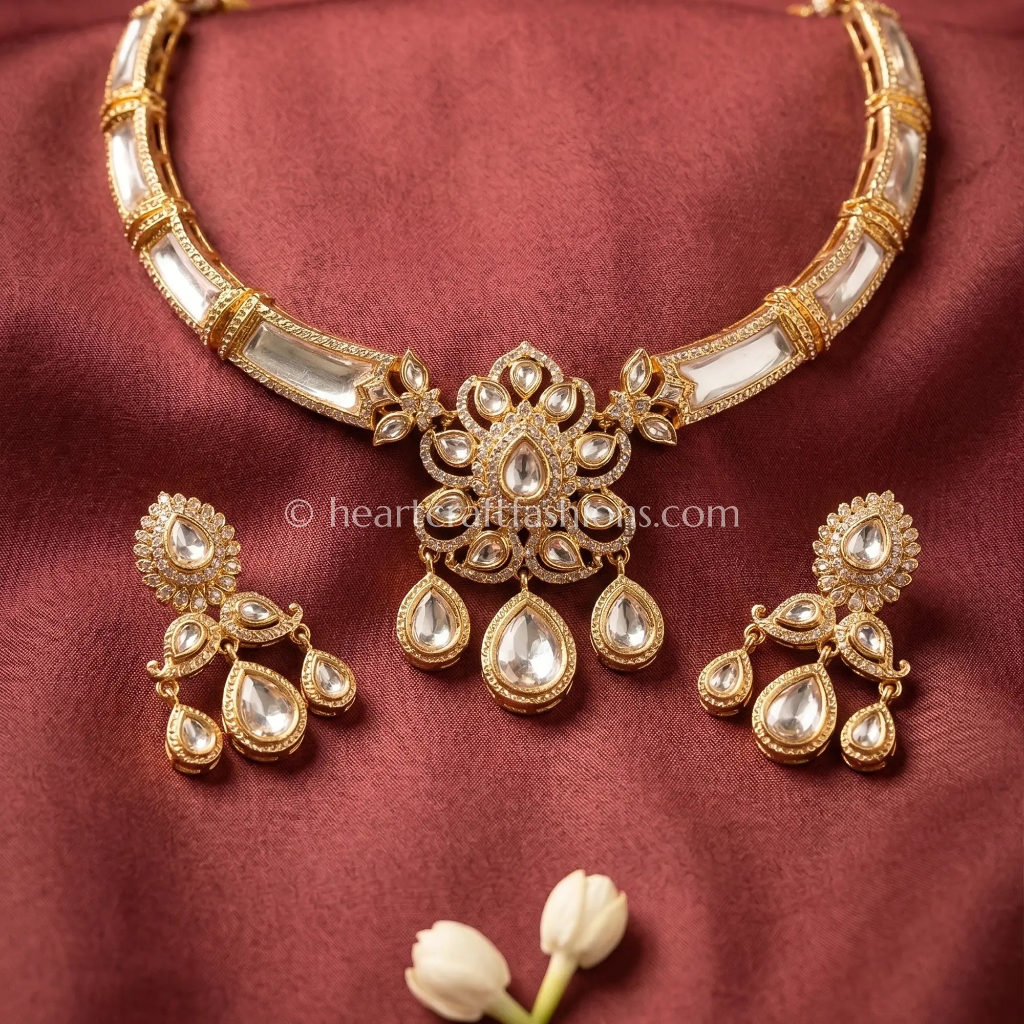 Sunehri MOP Ivory Bloom Kundan Set