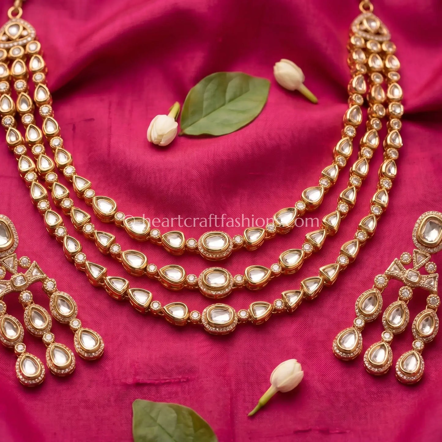 Sunehri Kundan Triple Layer Elegance Set