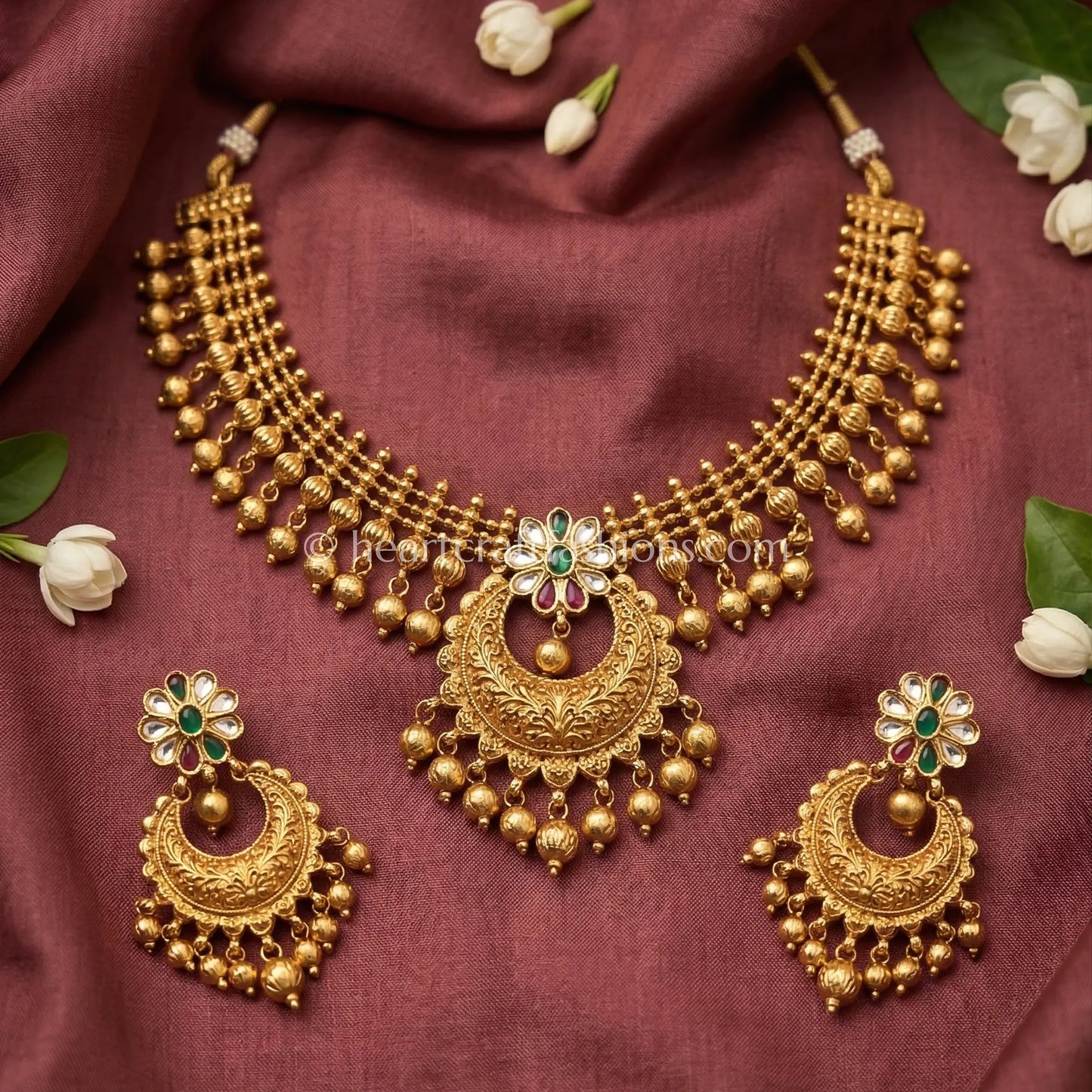 Surya Kalika Rajwadi Gold Tone Necklace