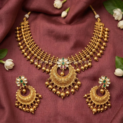 Surya Kalika Rajwadi Gold Tone Necklace