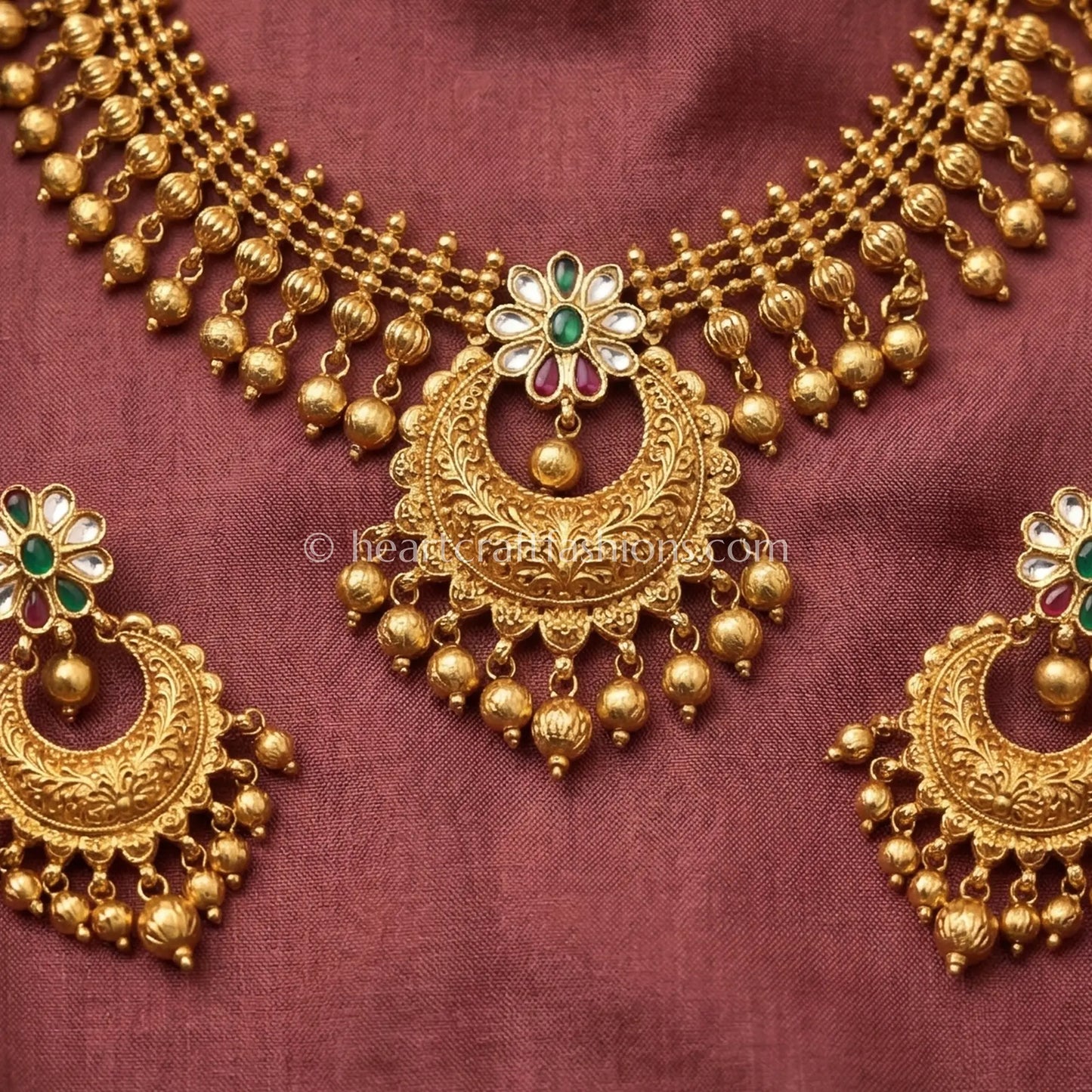 Surya Kalika Rajwadi Gold Tone Necklace