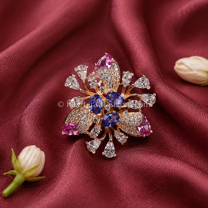 Sapphire Bloom Zircon Cocktail Ring