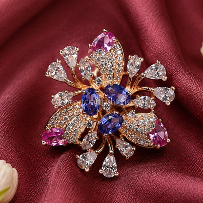 Sapphire Bloom Zircon Cocktail Ring
