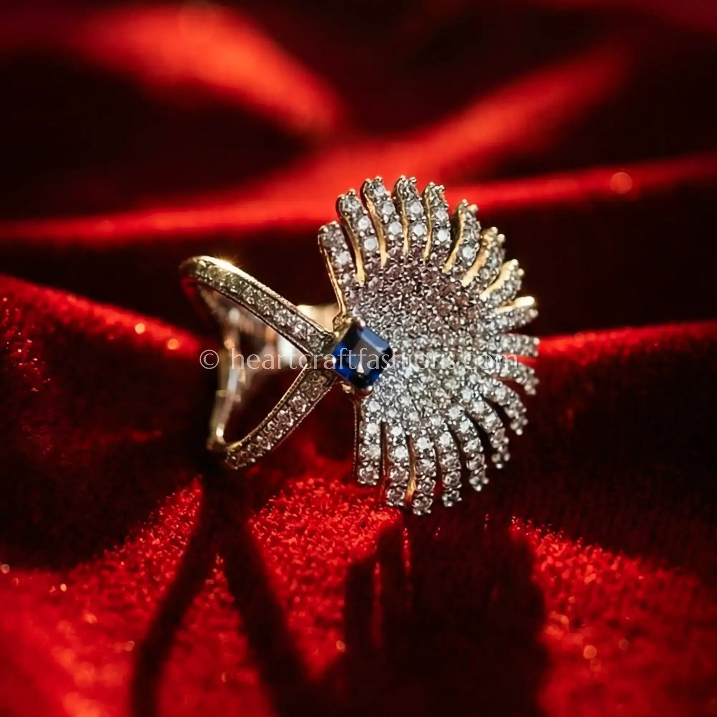 Sapphire Spark Sunburst Ring