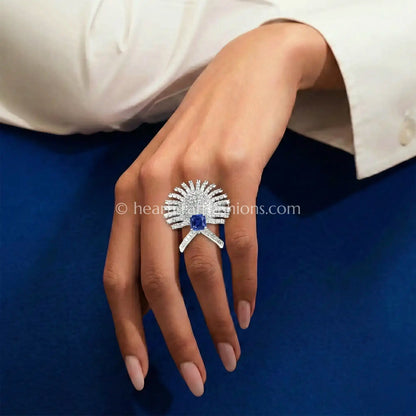 Sapphire Spark Sunburst Ring