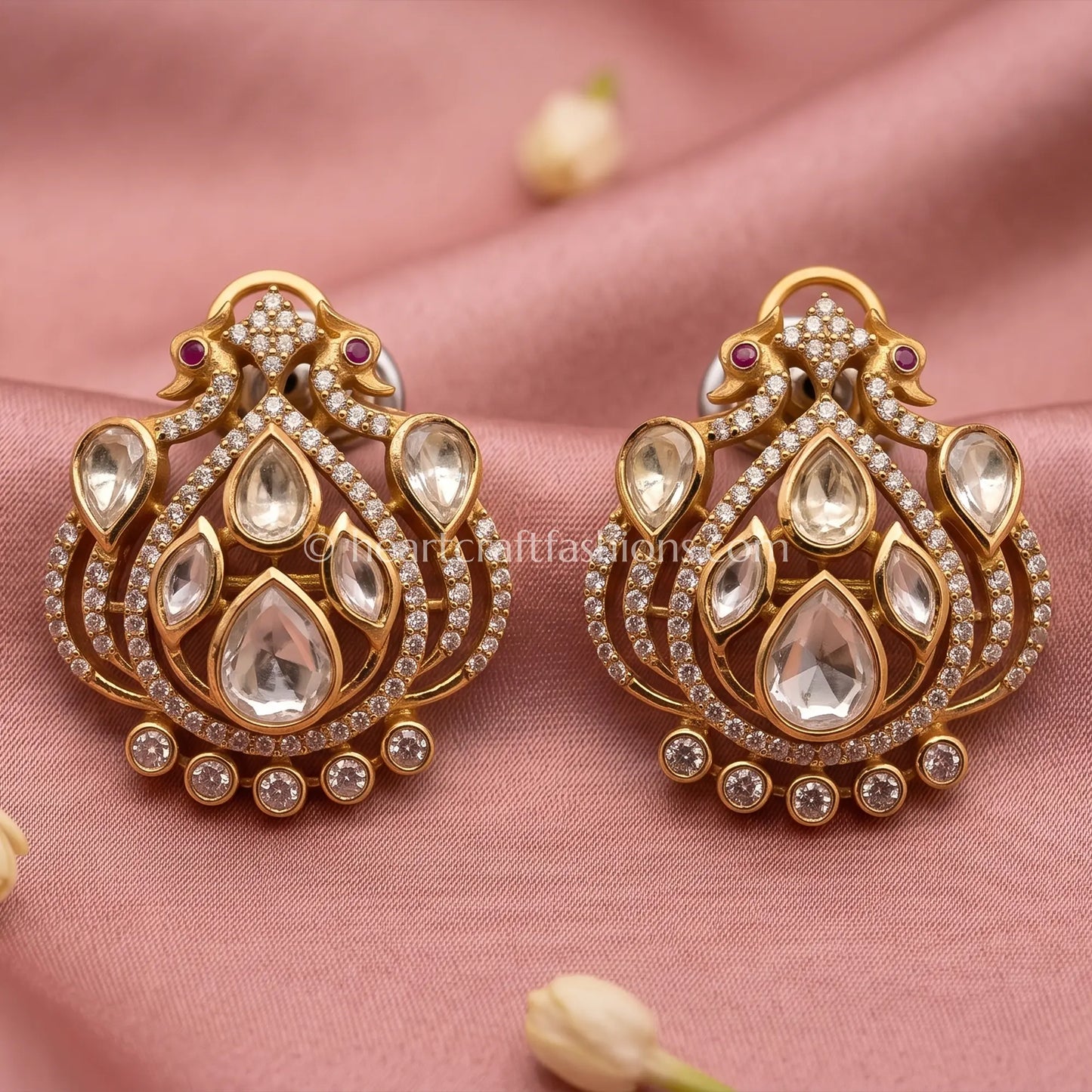 Shahi Moissanite Polki Heritage Studs