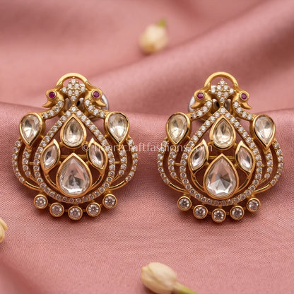 Shahi Moissanite Polki Heritage Studs