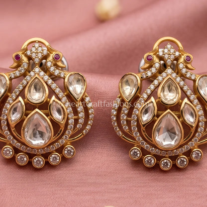 Shahi Moissanite Polki Heritage Studs
