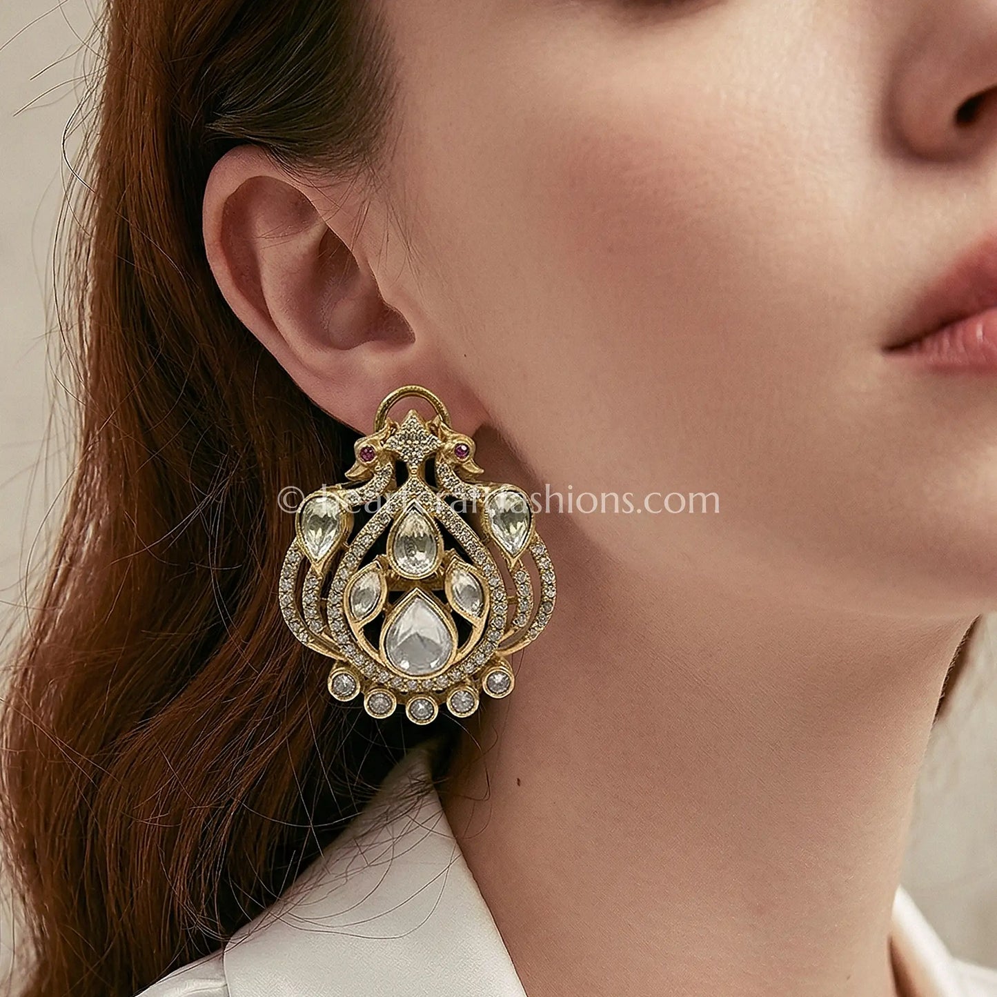Shahi Moissanite Polki Heritage Studs