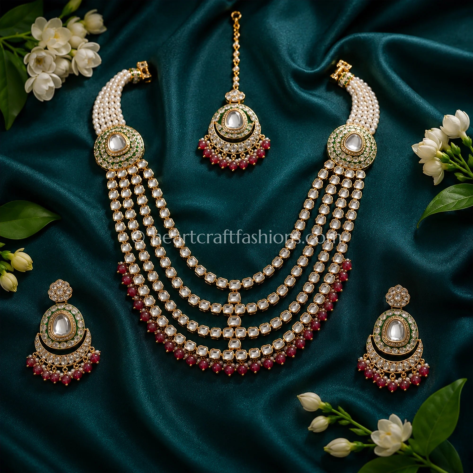 Shahi Multi-Strand Kundan Necklace Ruby