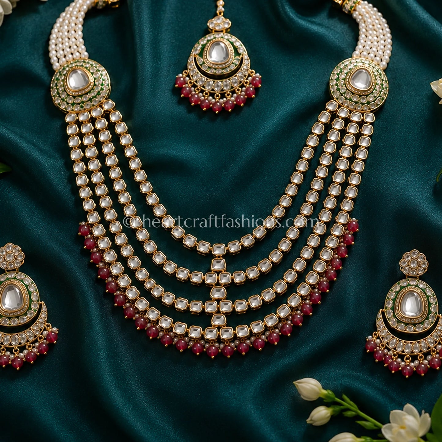 Shahi Multi-Strand Kundan Necklace Ruby