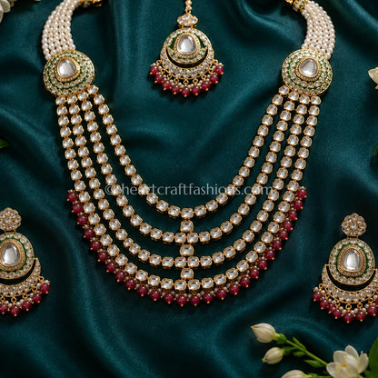 Shahi Multi-Strand Kundan Necklace Ruby