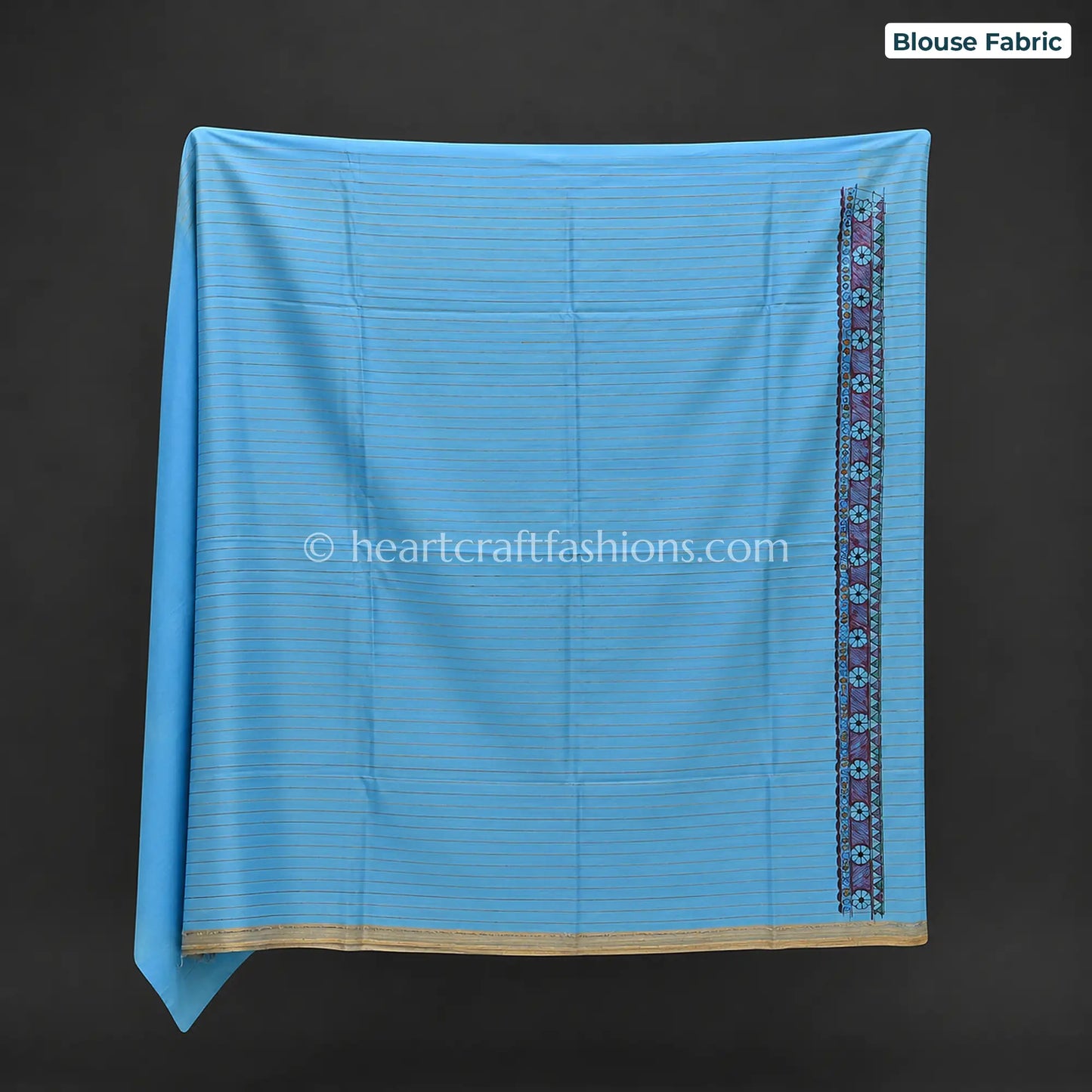 Silk Sky Blue Madhubani Handpainted Saree