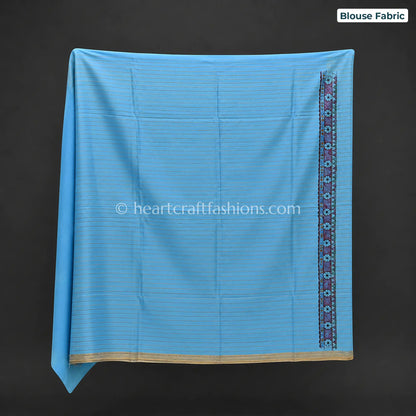 Silk Sky Blue Madhubani Handpainted Saree