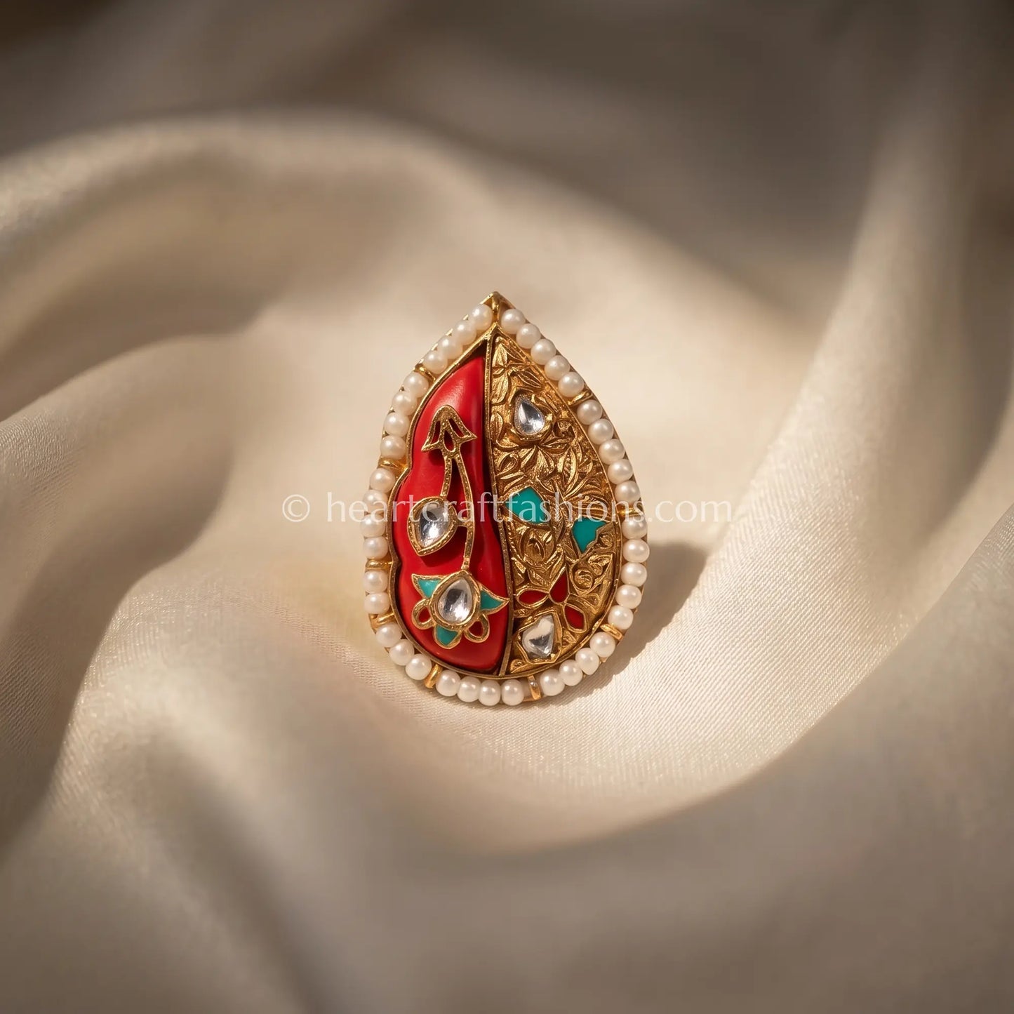 Sindoor Noor Meenakari Pearl Ring