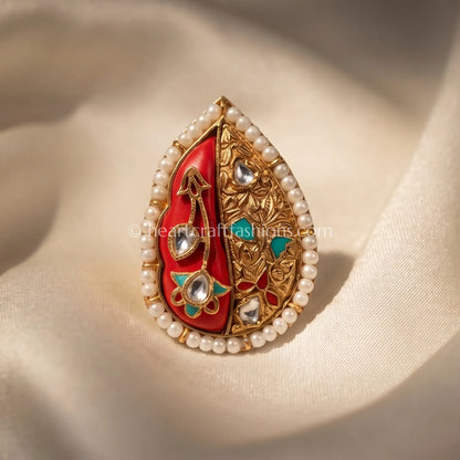 Sindoor Noor Meenakari Pearl Ring