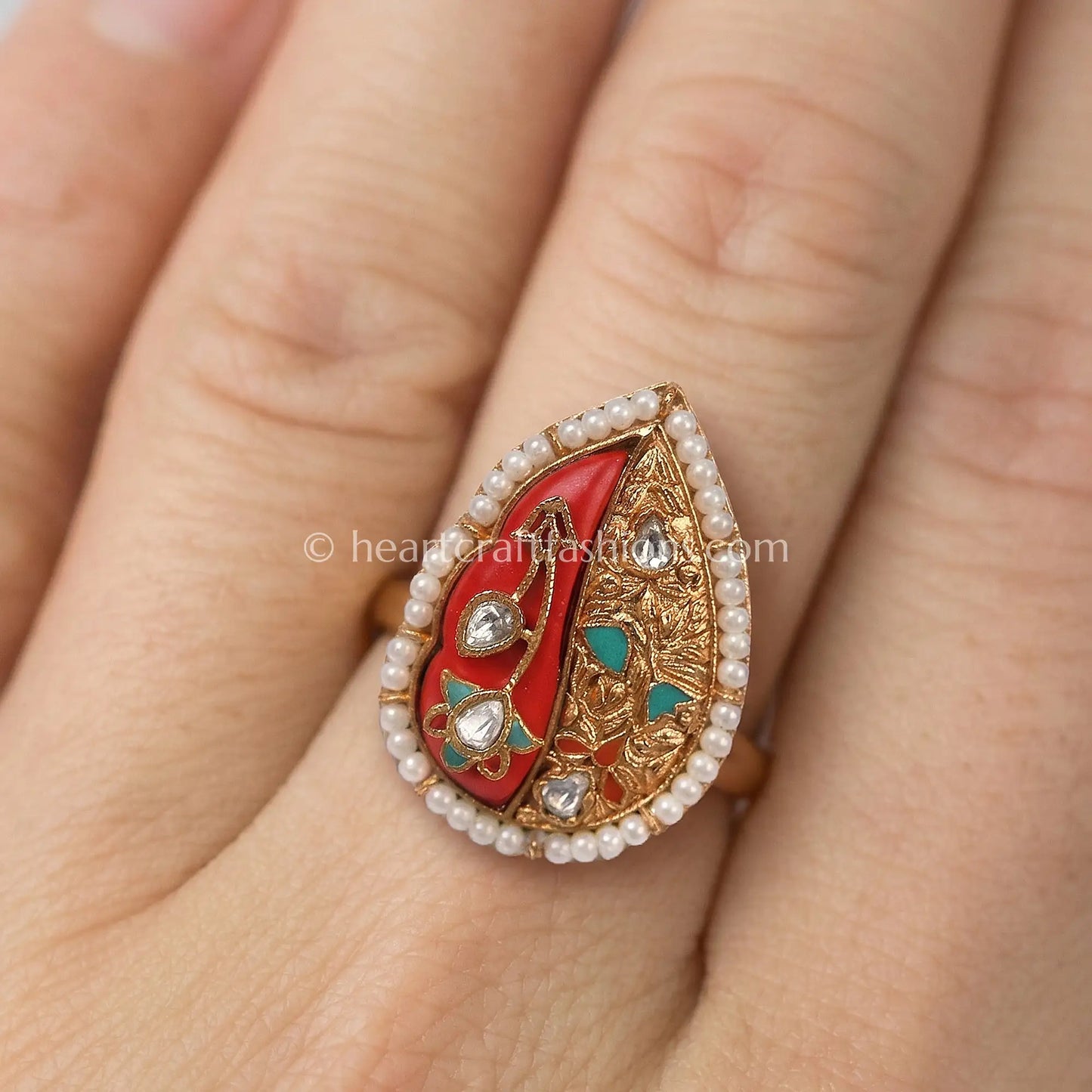 Sindoor Noor Meenakari Pearl Ring