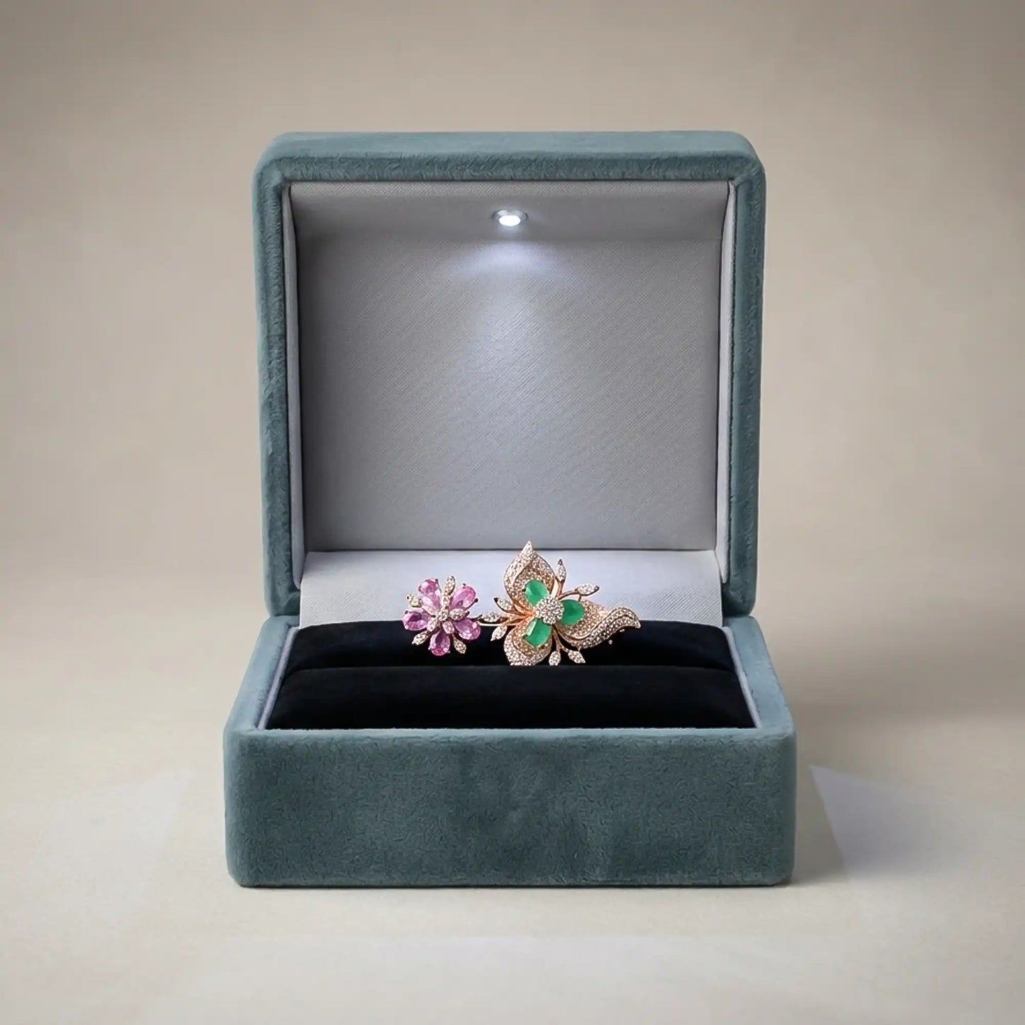Spring Bloom Dual Floral Statement Ring