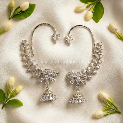 Starlit Jhumki Zircon Ear Cuff – Crystal White