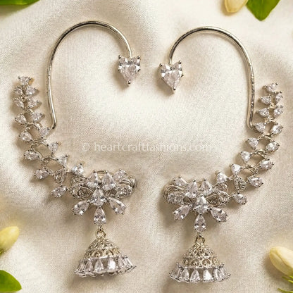 Starlit Jhumki Zircon Ear Cuff – Crystal White