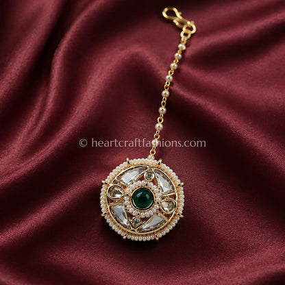 Sunehri Emerald Core Petal Kundan Borla